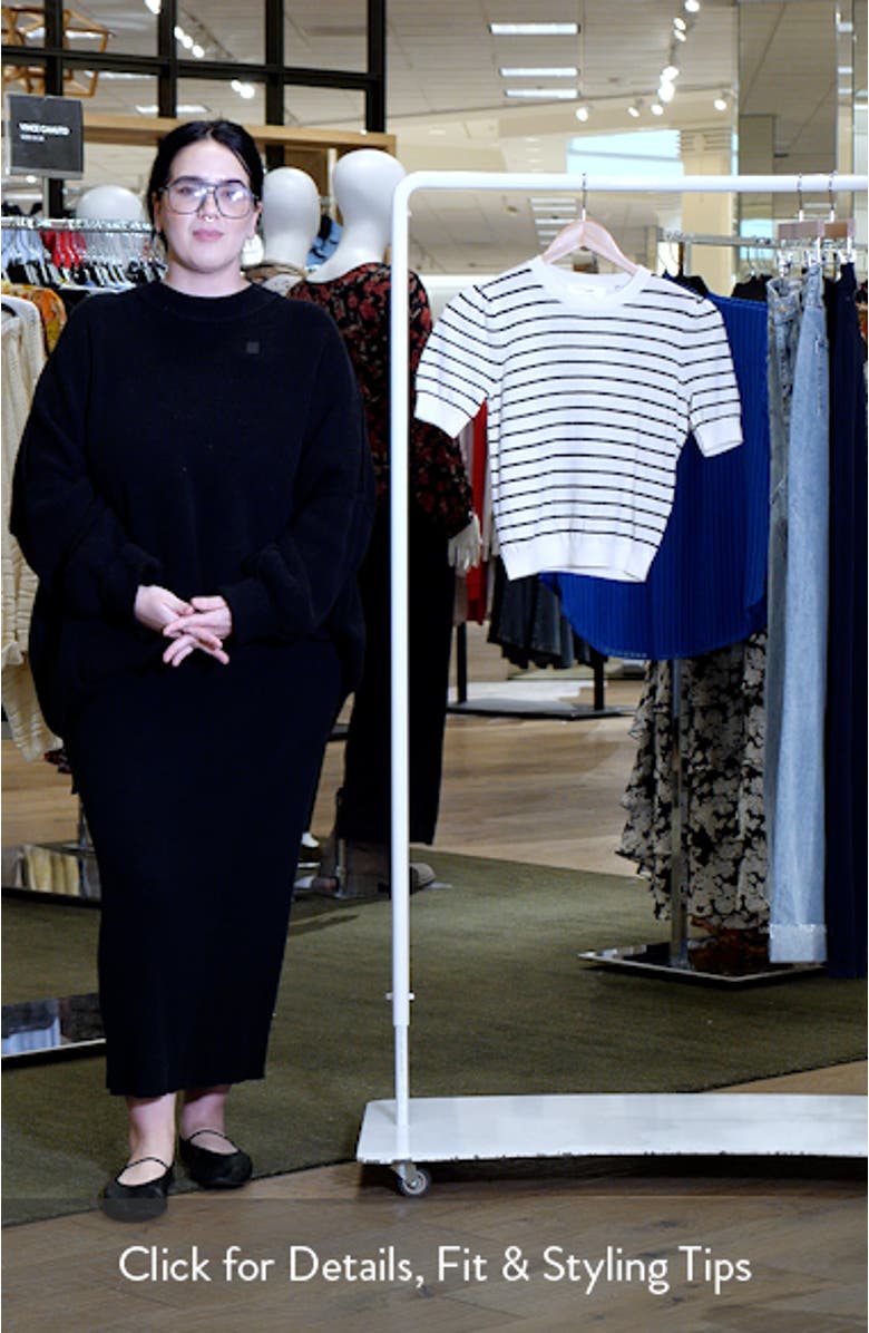 The Gathered Stripe Short Sleeve Organic Cotton & Linen Blend Sweater, sales video thumbnail