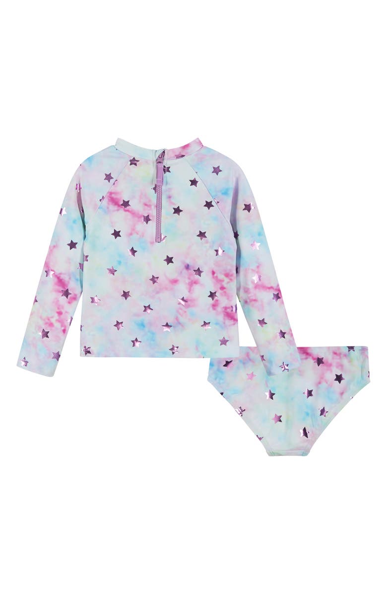 Andy & Evan Kids' Long Sleeve Two-Piece Rashguard Swimsuit, Alternate, color, Purple Tie Dye