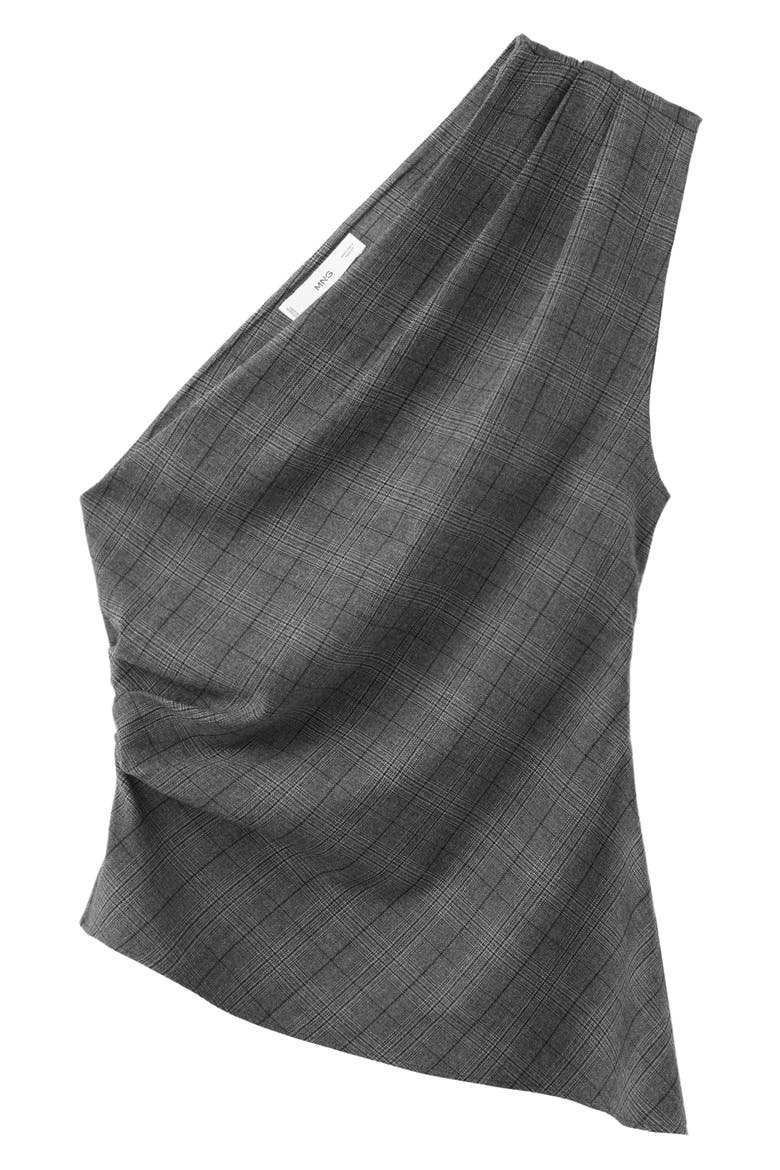 Asymmetric Check Sleeveless Top, Main, color, GREY