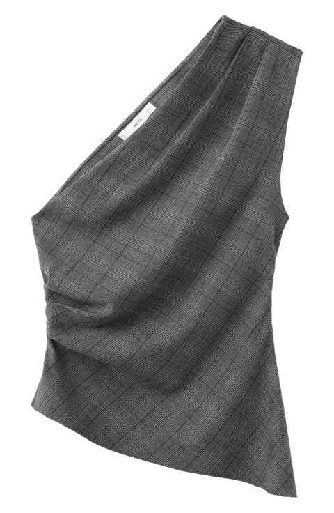 Asymmetric Check Sleeveless Top