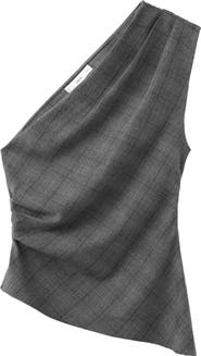 MANGO Asymmetric Check Sleeveless Top