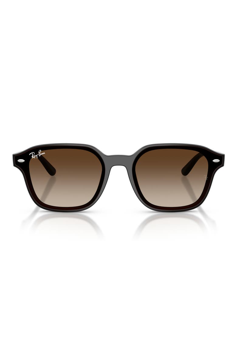 65mm Mirrored Oversize Square Sunglasses, Main, color, TRANSPARENT DARK BROWN