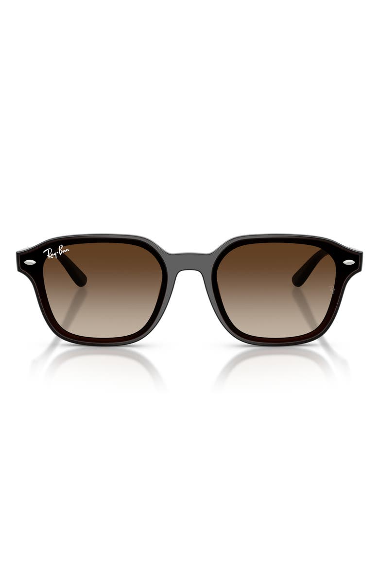 Ray-Ban 65mm Mirrored Oversize Square Sunglasses, Main, color, Transparent Dark Brown