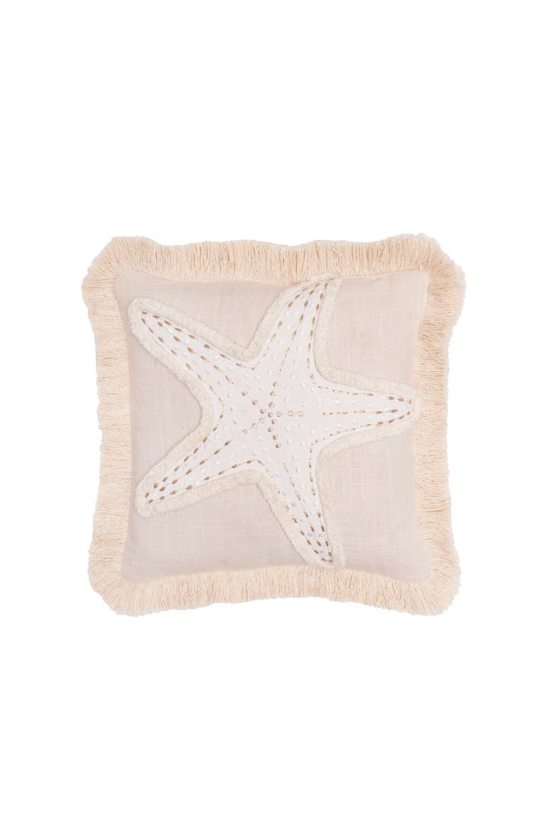 Golden Coast Starfish Throw Pillow, 10" x 10", Main, color, Beige