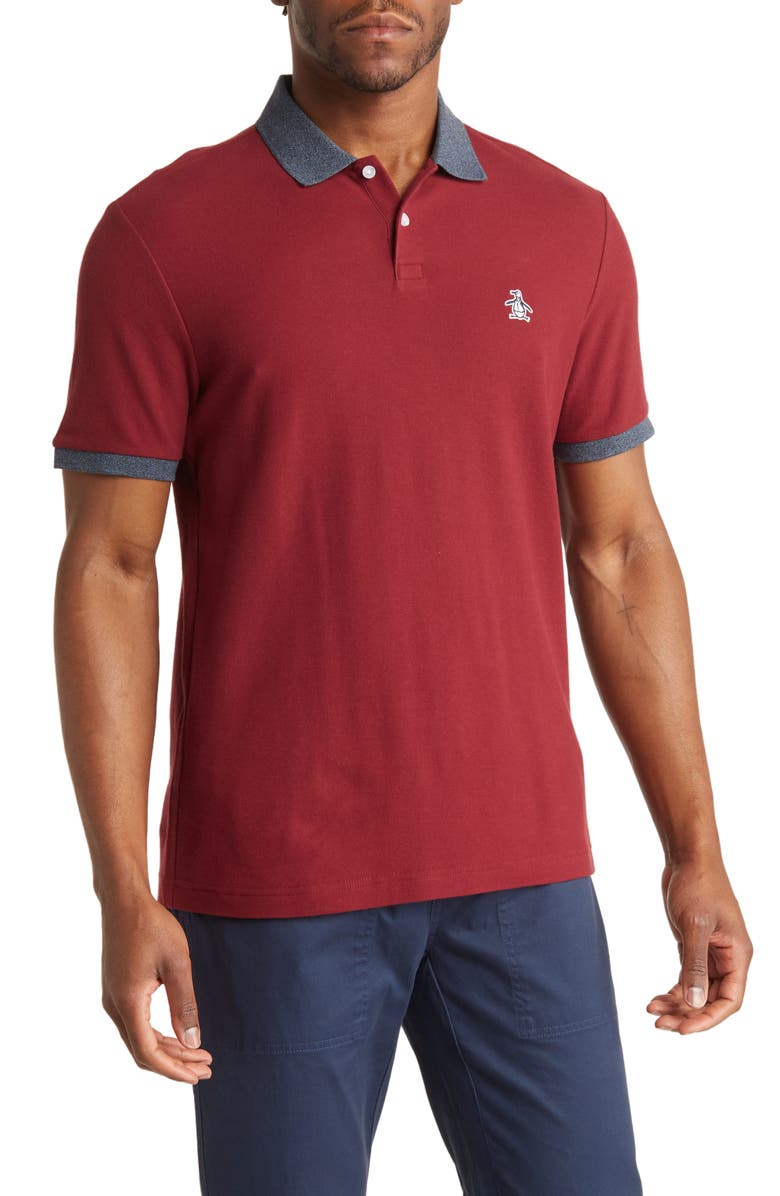 Original Penguin Jaspe Short Sleeve Polo, Main, color, Cabernet