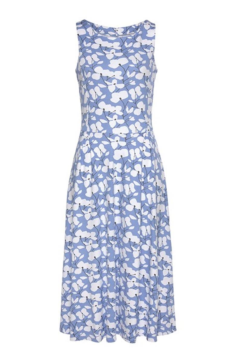 LASCANA Women's Sleeveless A-Line Dress, Alternate, color, Blue-Printed