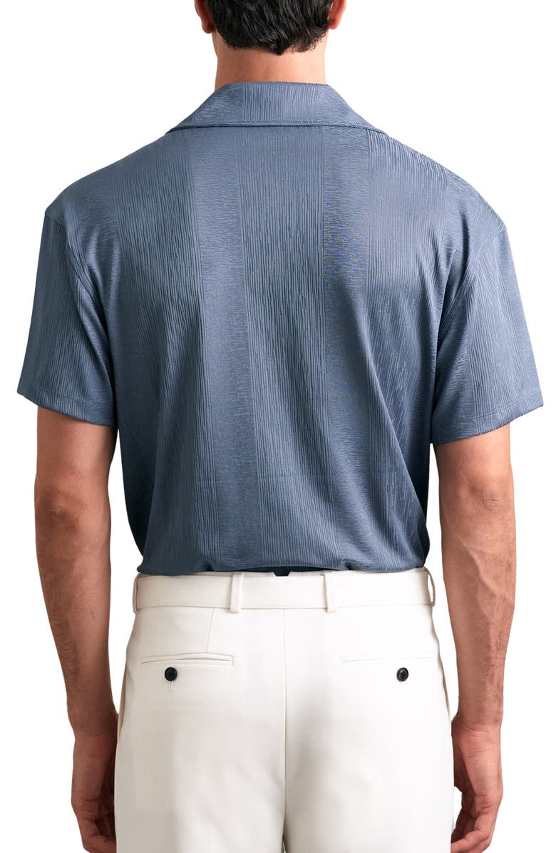 Reiss Ando Texture Stripe Camp Shirt, Alternate, color, Airforce Blue