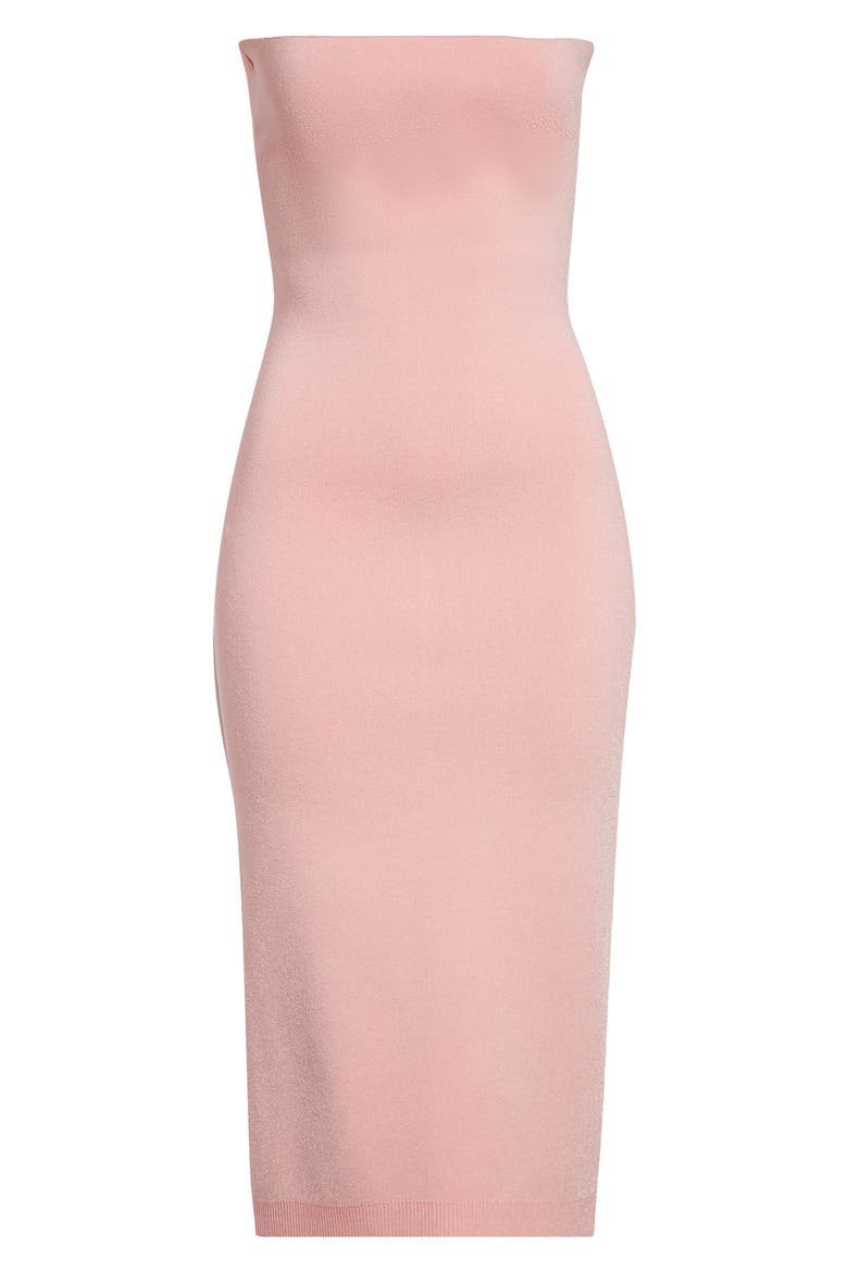La Robe Maille Sera Strapless Midi Dress, Alternate, color, LIGHT PINK