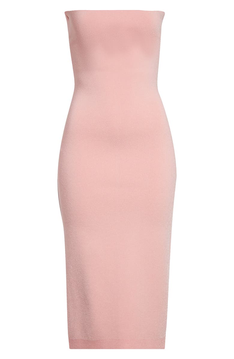 Jacquemus La Robe Maille Sera Strapless Midi Dress, Alternate, color, Light Pink