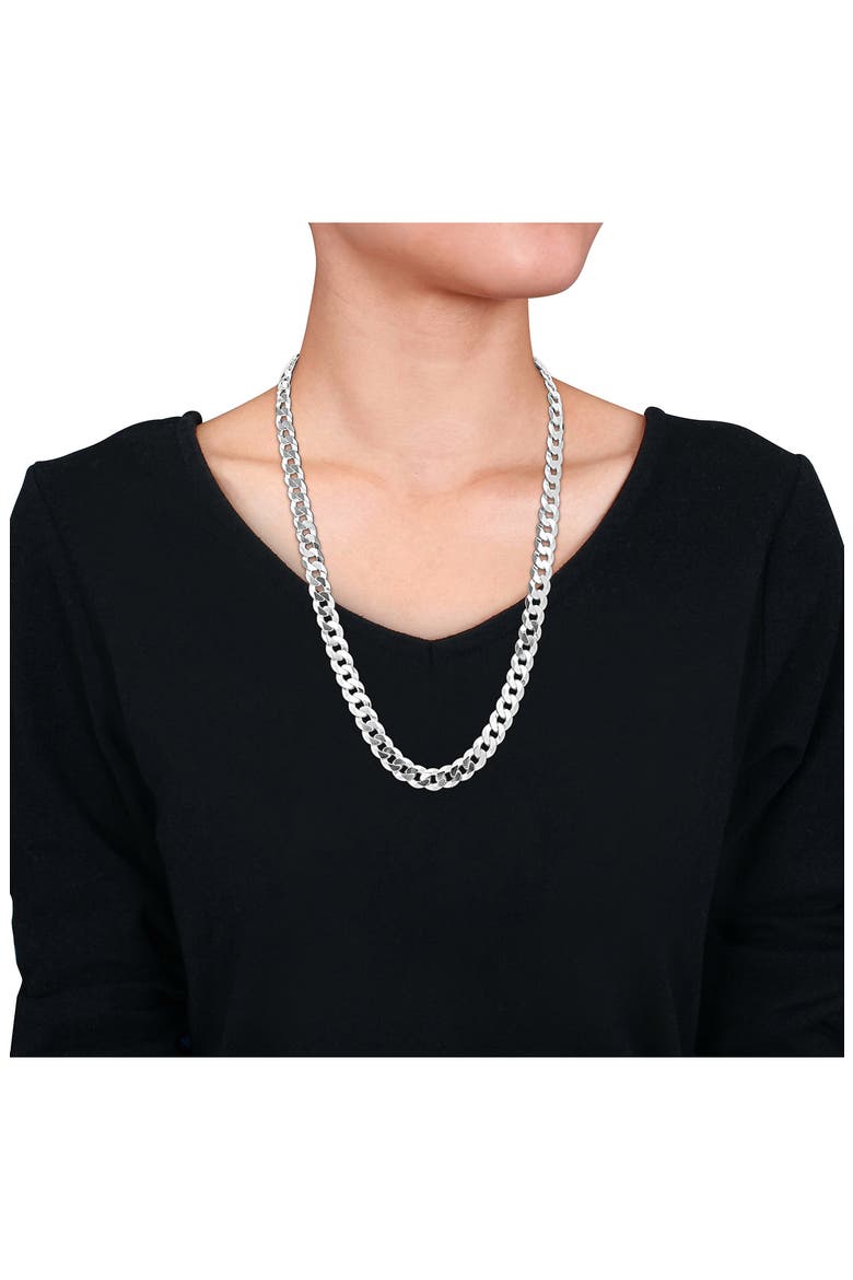 Sterling Silver Bevel Curb Chain Necklace, Alternate, color, SILVER