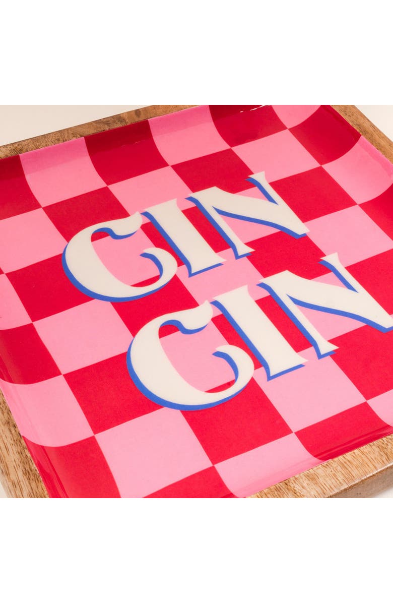 Zsa Zsa Zsu Lakri Mango Wood Tray 10X10 In, Alternate, color, Pink