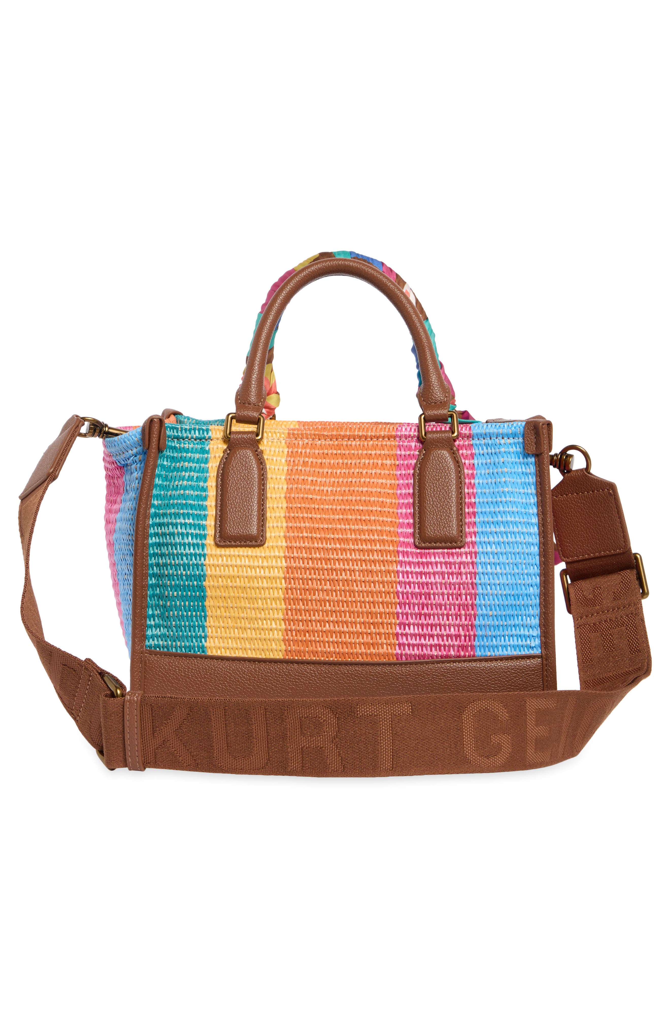 Kurt Geiger London Small Chiswick Raffia Tote, Alternate, color, Brown/ Rainbow