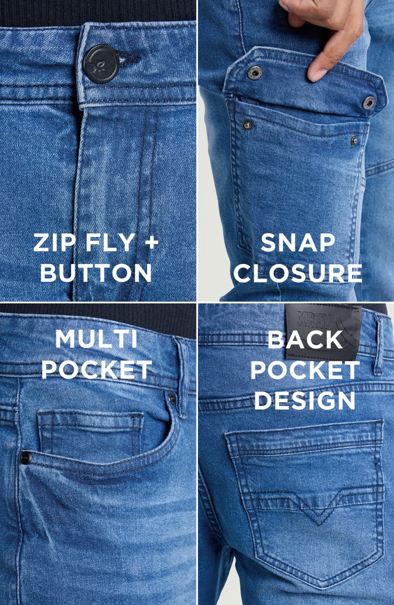 XRAY Slim Fit Cargo Jeans, Alternate, color, Medium Blue