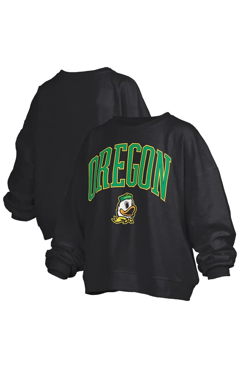 PRESSBOX Women's Pressbox Black Oregon Ducks Janise Fleece Sweatshirt, Main, color, Black
