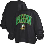 PRESSBOX Women's Pressbox Black Oregon Ducks Janise Fleece Sweatshirt
