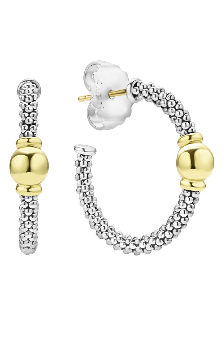 LAGOS Signature Caviar Bead Station Hoop Earrings, Alternate, color, Two-Tone