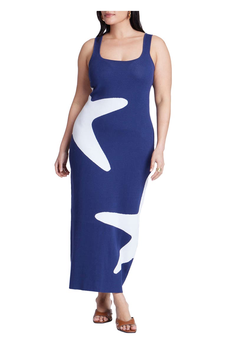 ELOQUII Intarsia Column Dress, Main, color, Seaside Starfish