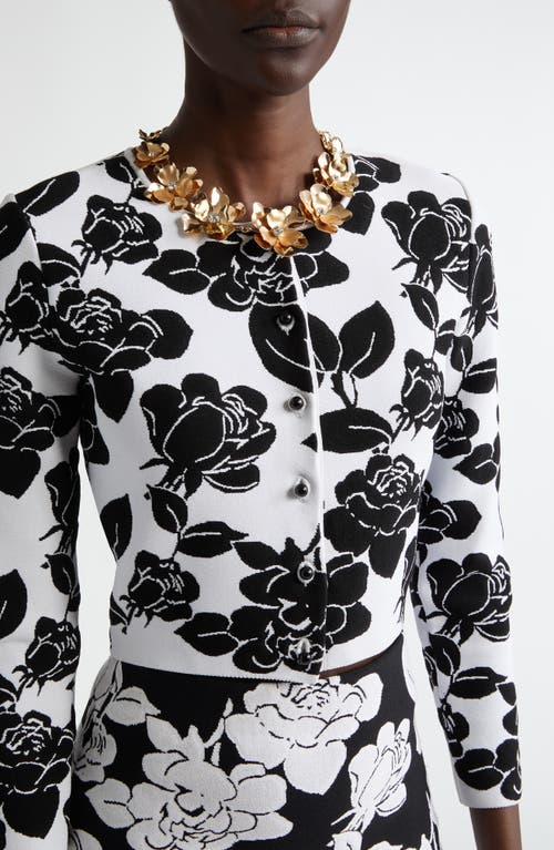 Carolina Herrera Crystal Embellished Metal Flower Necklace In Gold