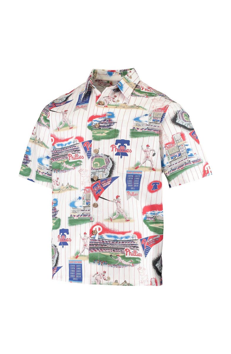 Reyn Spooner Men's Reyn Spooner White/Red Philadelphia Phillies Scenic Button-Up Shirt, Alternate, color, White
