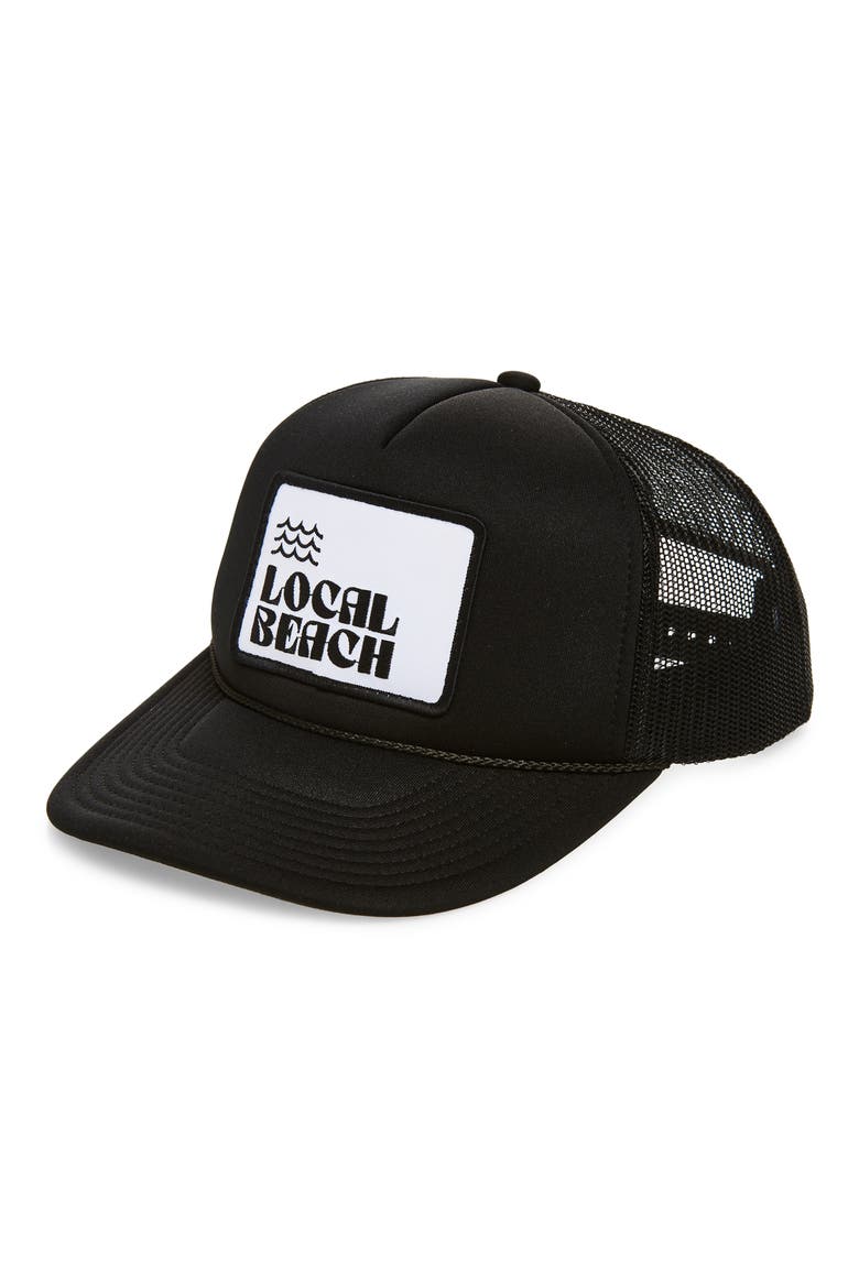 Logo Patch Trucker Hat, Main, color, BLACK