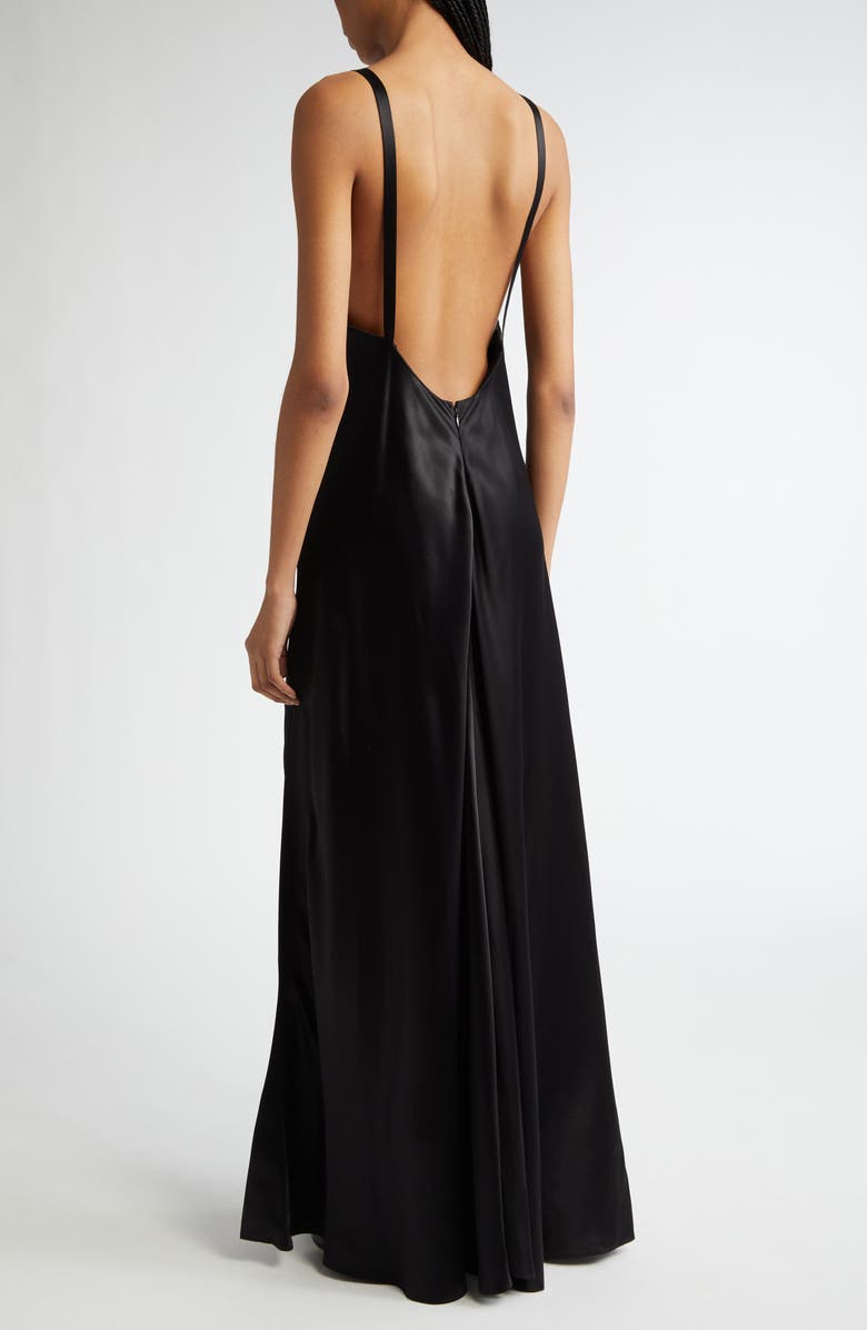 McQueen Shattered Screen Embroidered Hammered Satin Gown, Alternate, color,