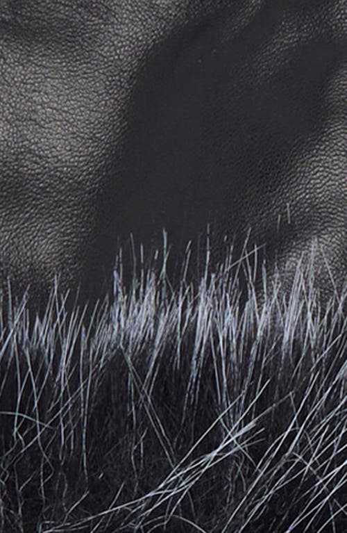 La Fiorentina Faux Fur Trim Leather Gloves In Black/snow