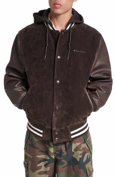 Faux Suede & Faux Leather Varsity Jacket
