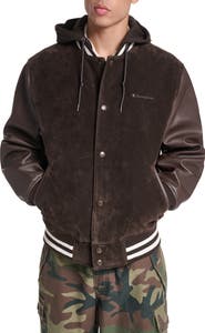 Champion Faux Suede & Faux Leather Varsity Jacket