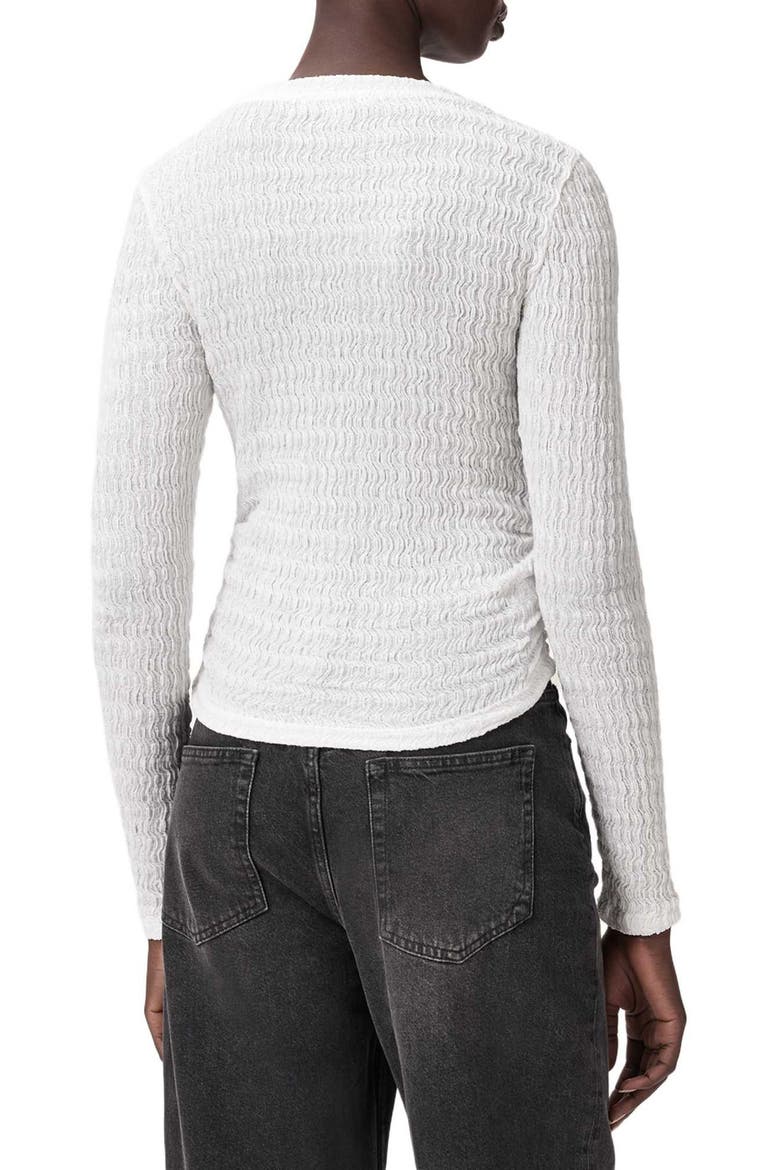 Long Sleeve Shirred Top, Alternate, color, WHITE