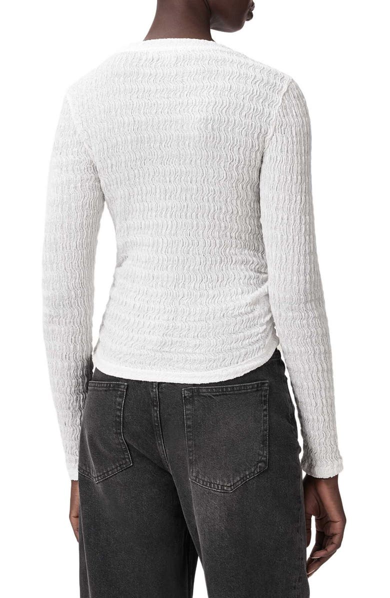 AllSaints Long Sleeve Shirred Top, Alternate, color, White
