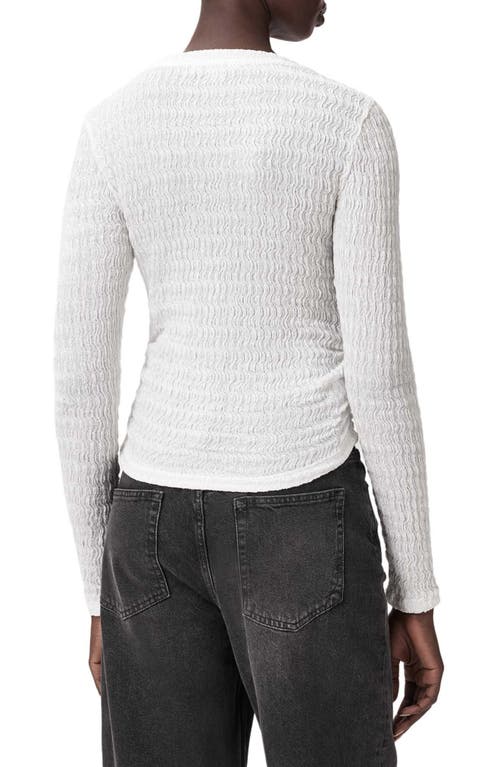 Allsaints Long Sleeve Shirred Top In White