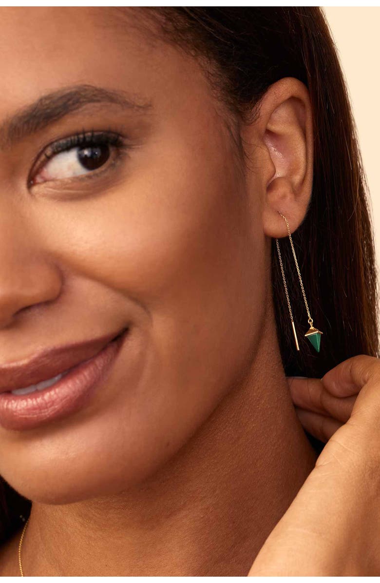 Oradina 14K Gold Prism Point Threaders, Alternate, color, Gold - Black Onyx