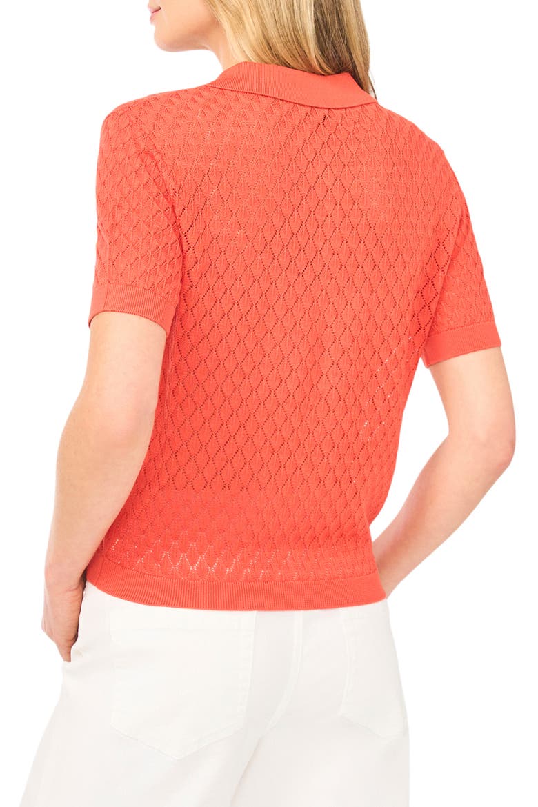 Clara Diamond Knit Polo, Alternate, color, TOMATO ORANGE