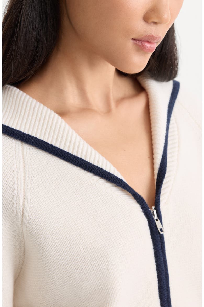 Sailor Zip Cardigan, Alternate, color, CHALK