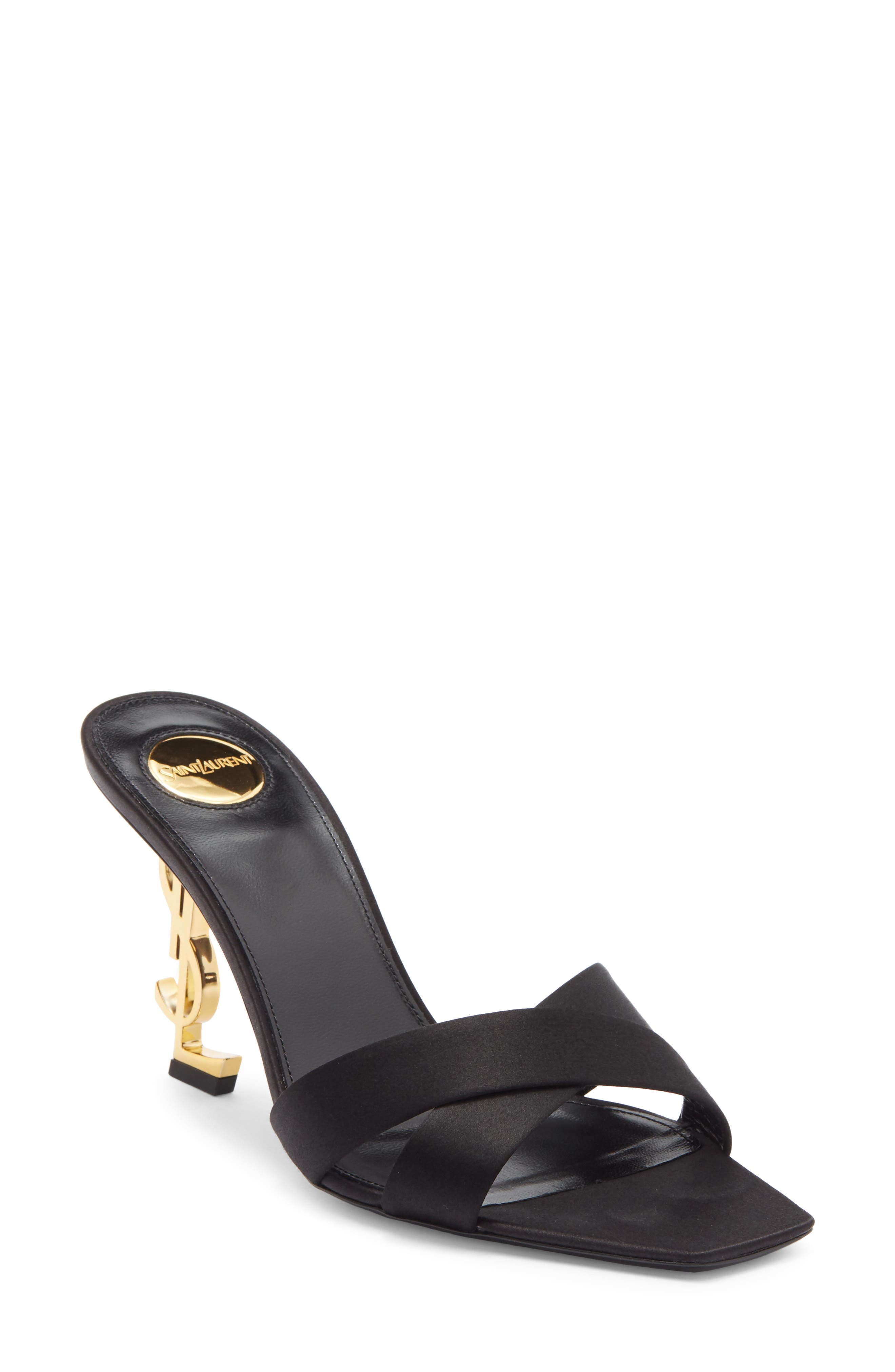 Saint Laurent Opyum Slide Sandal, Main, color, Noir