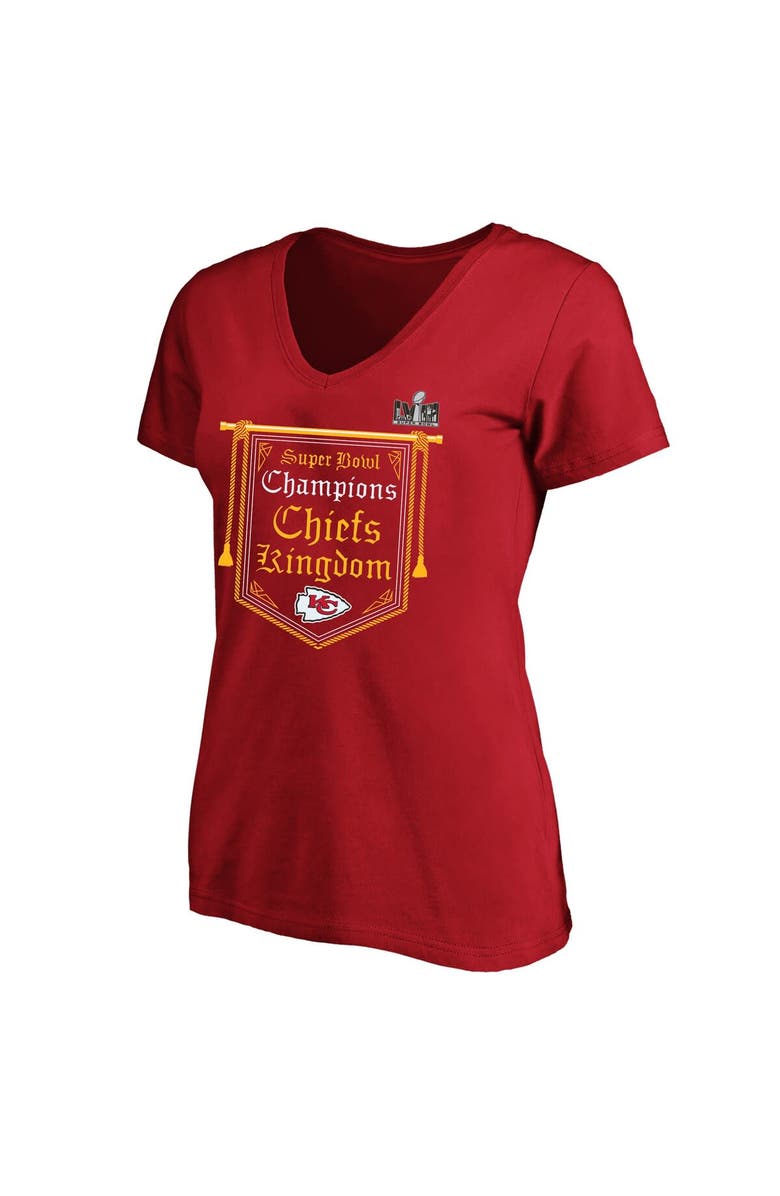 FANATICS Women's Fanatics Branded  Red Kansas City Chiefs Super Bowl LVIII Champions Plus Size On Top V-Neck T-Shirt, Main, color, 