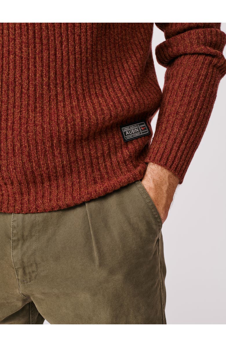 Aubin Ray Fisherman Rib Crew Neck Sweater, Alternate, color, Rust Mix