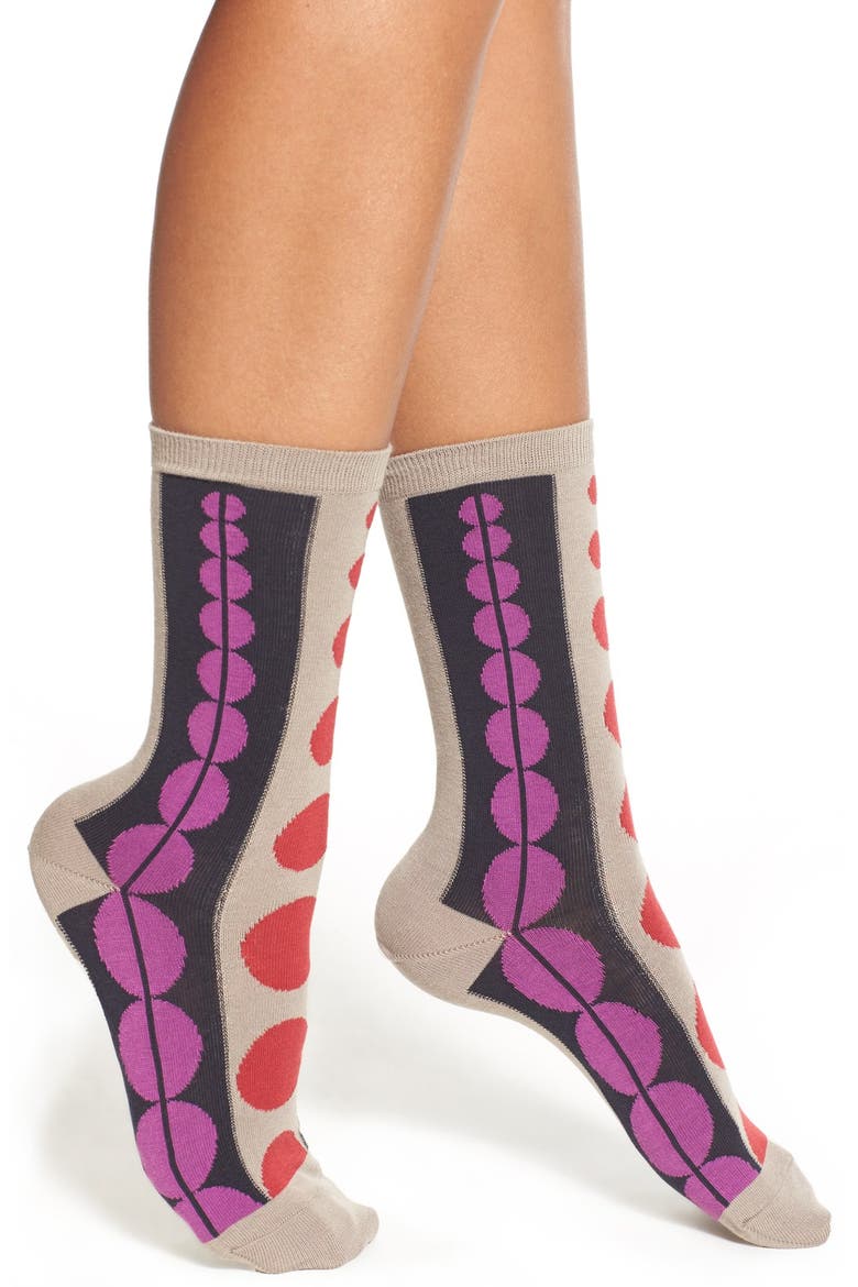 Dot Cotton Blend Crew Socks, Main, color, CINDER