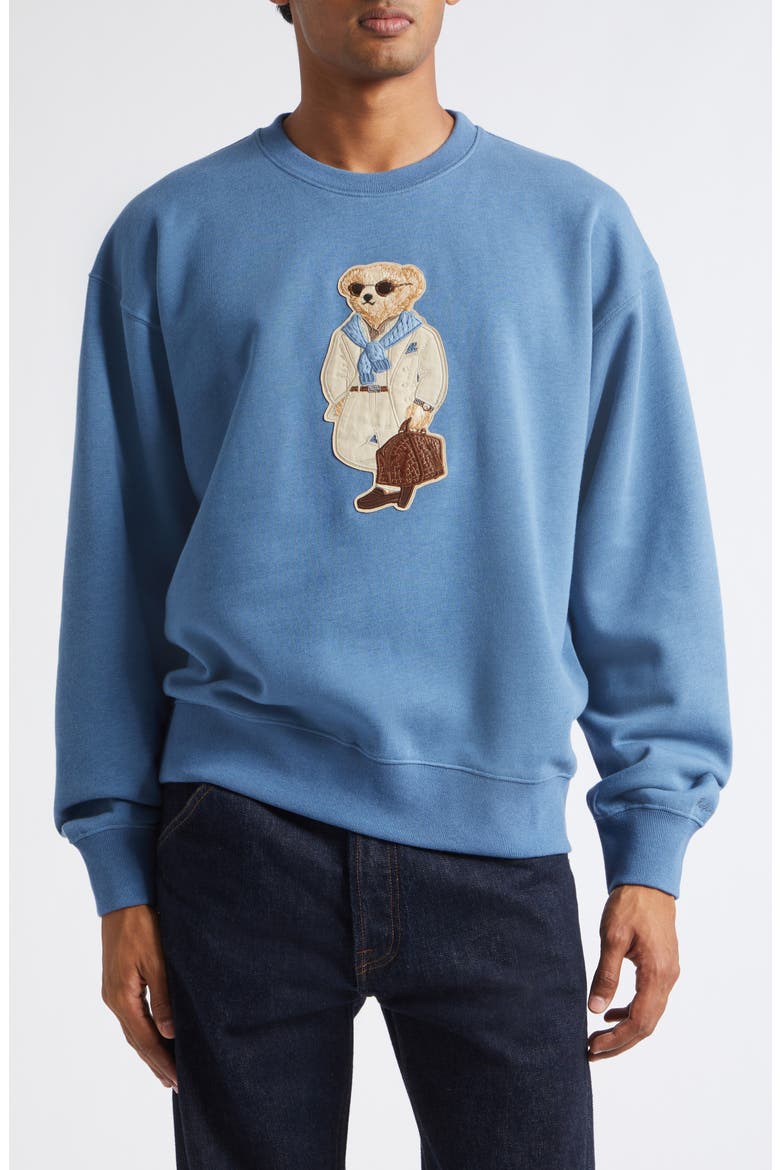 Polo Bear Appliqué Cotton & Cashmere Sweatshirt, Main, color, BLUE
