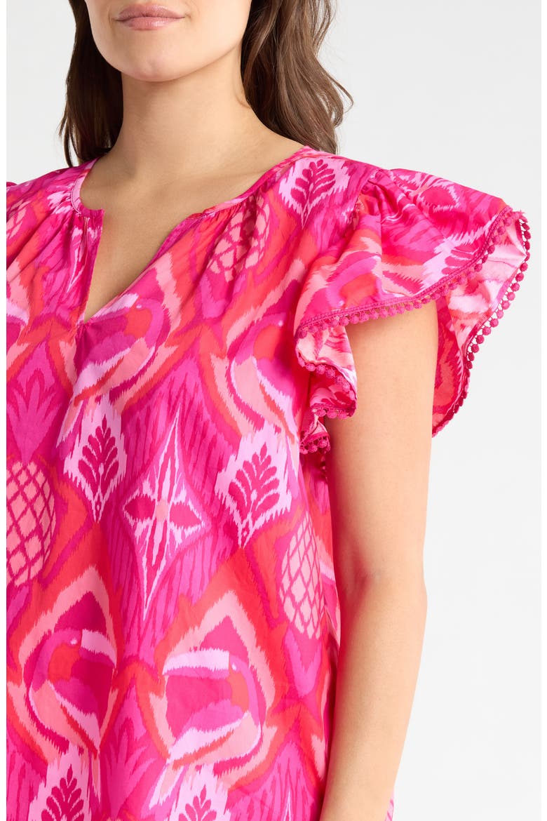 Devant Carya Ruffle Cotton Top, Alternate, color, MAGENTA-CORAL