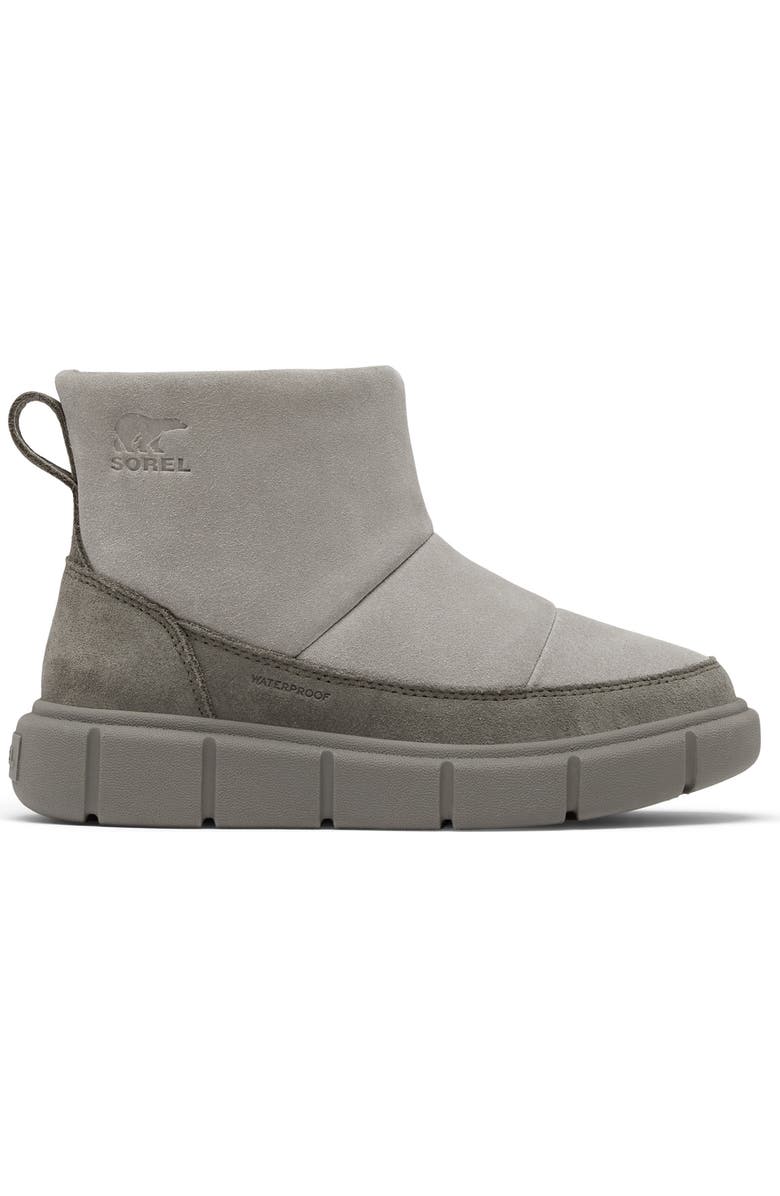 SOREL Kids' Explorer III Faux Fur Waterproof Slip-On Boot, Alternate, color, Chrome Grey/ Quarry
