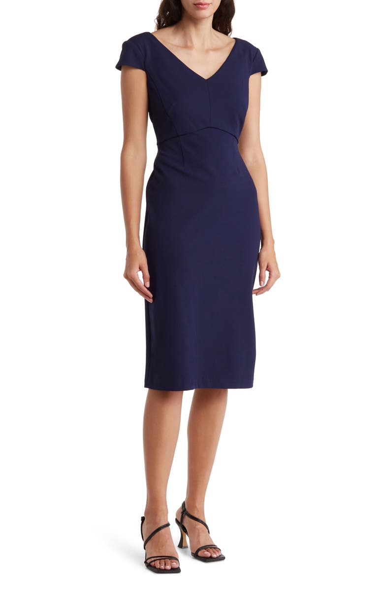 Connected Apparel V-Neck Sheath Dress, Main, color, 