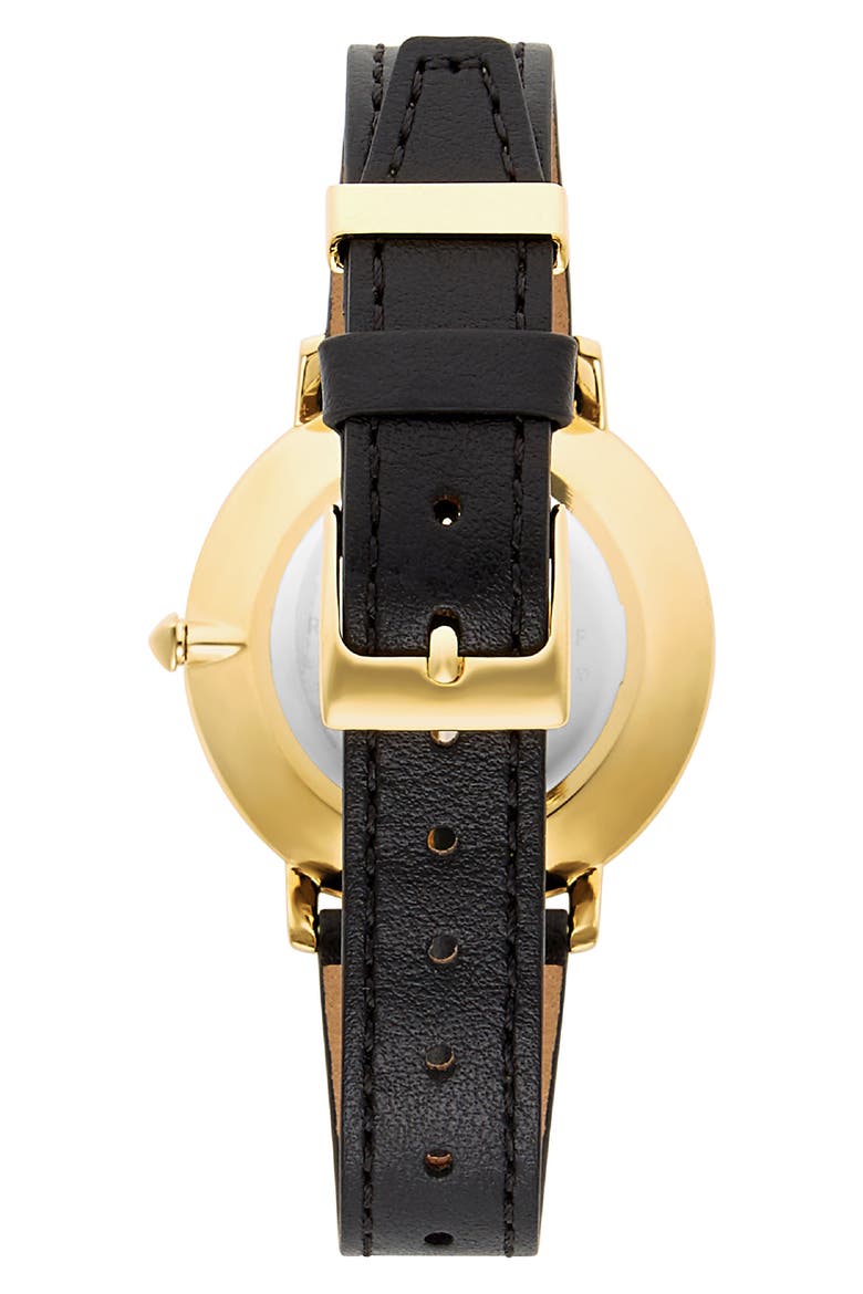 Major Leather Strap Watch, 35mm, Alternate, color, BLACK/ GOLD