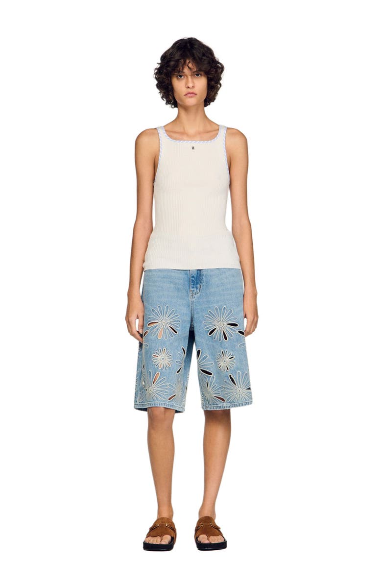 SANDRO Ribbed vest top, Alternate, color, Ecru