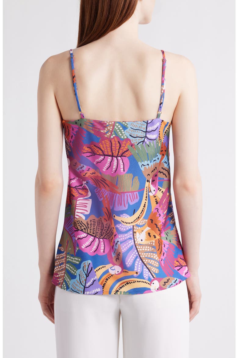 Tropical Print Satin Camisole, Alternate, color, WILD BERRY
