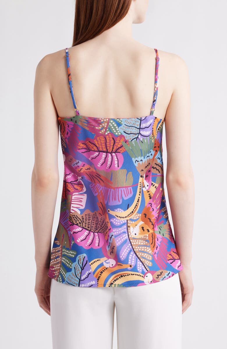 Tahari ASL Tropical Print Satin Camisole, Alternate, color, Wild Berry