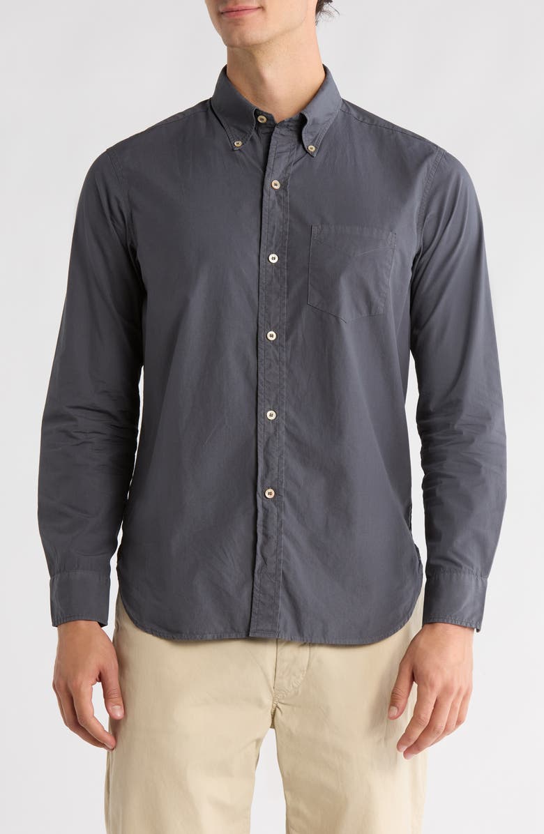 BUCK MASON Skyline Poplin Cotton Button-Down Shirt, Main, color, Anchor