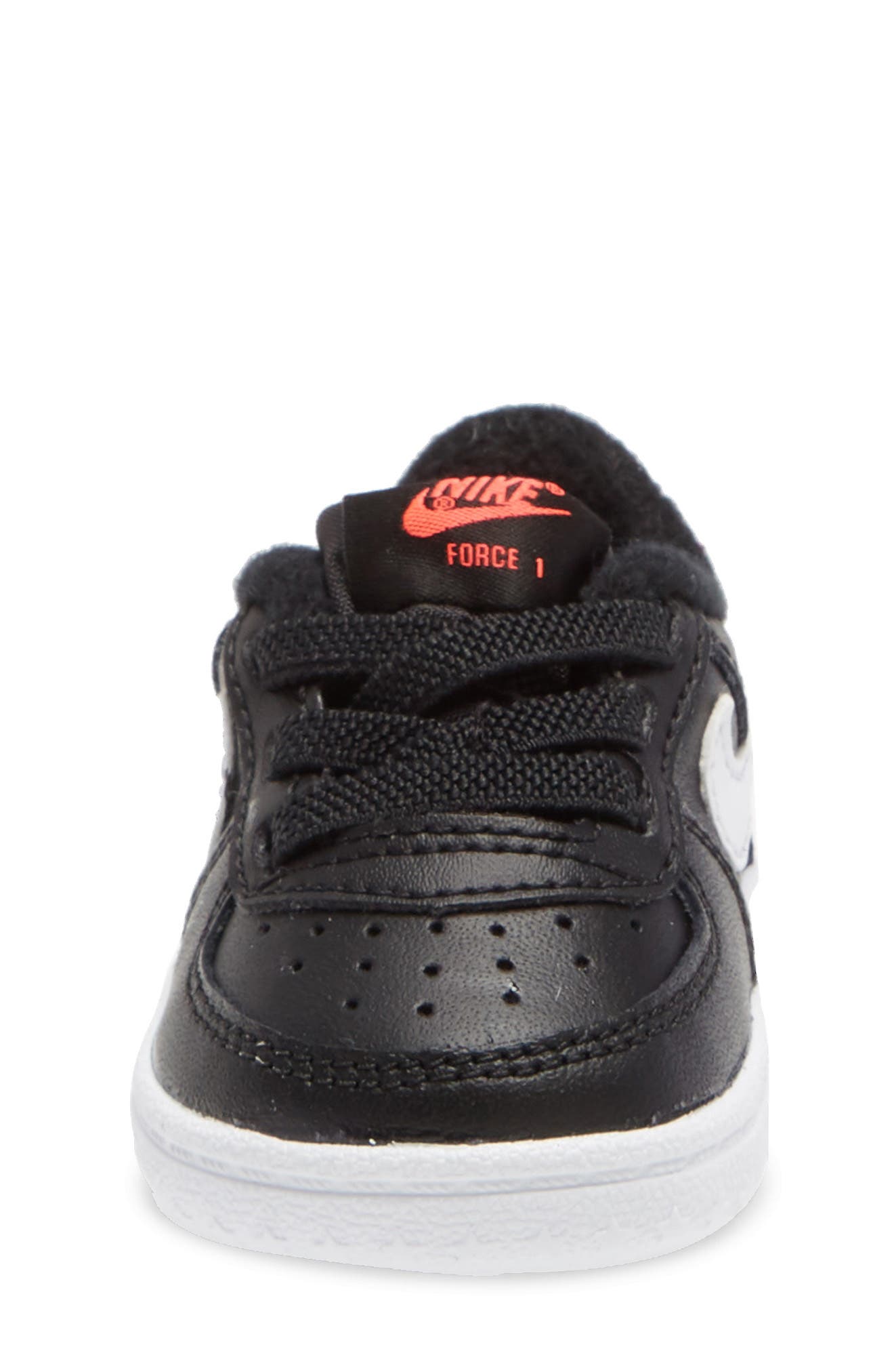 Force 1 Crib Shoe, Alternate, color, BLACK/ WHITE/ FLASH CRIMSON