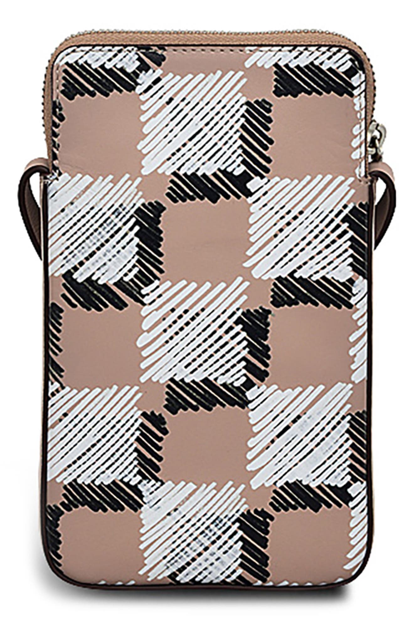 Radley Check Me Out Medium Phone Crossbody Bag, Alternate, color, Latte
