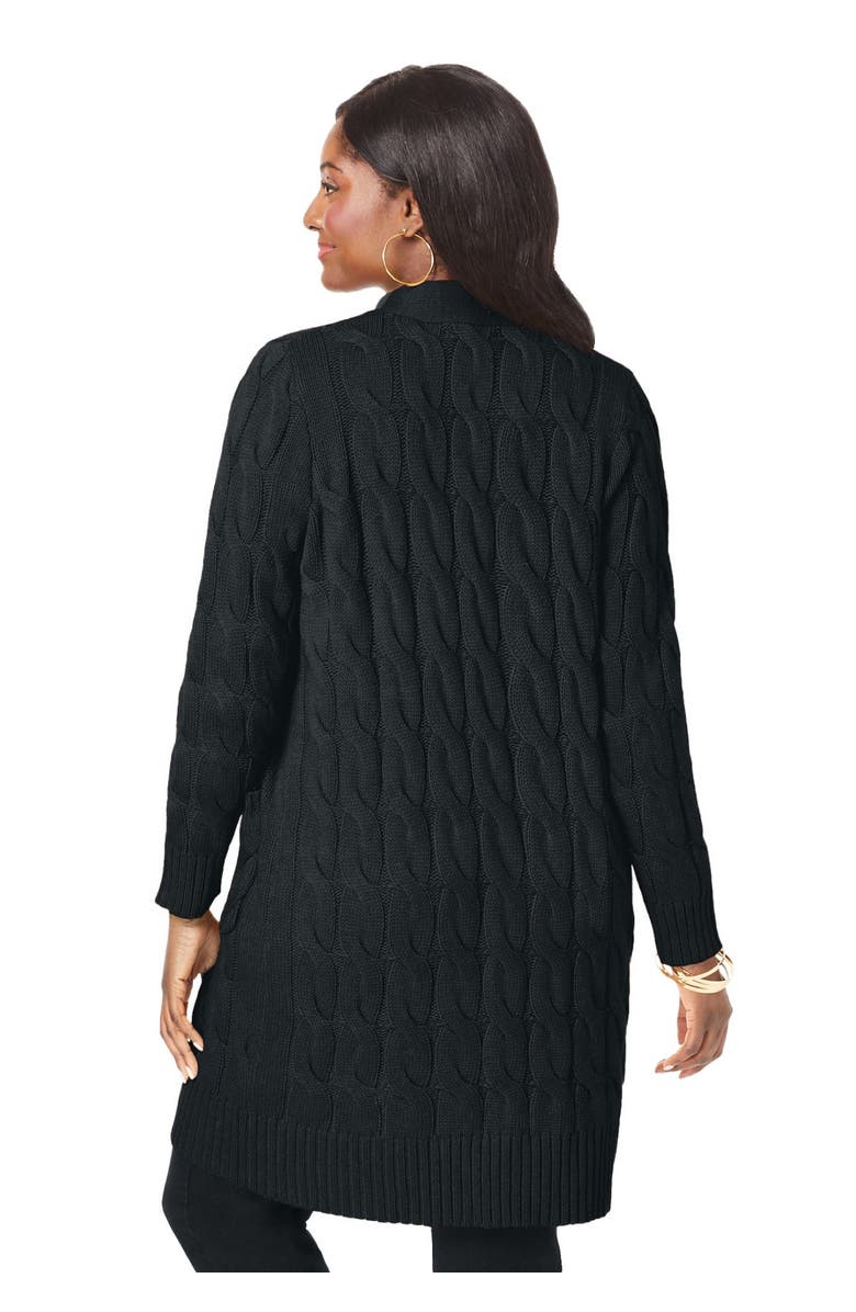 Jessica London Cable Duster Sweater, Alternate, color, Heather Charcoal